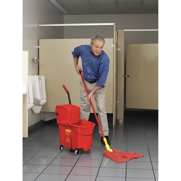 8 3/4 gal WaveBrake Side Press Mop Bucket and Wringer, Green, Polypropylene