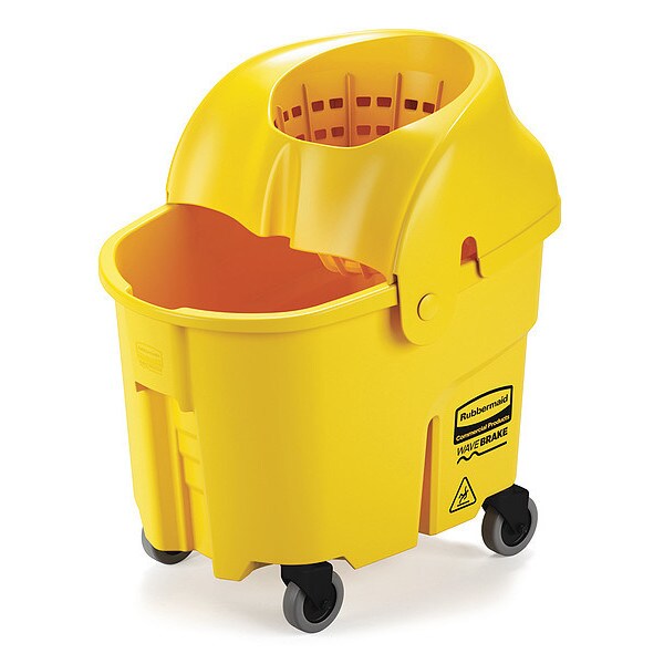 8 3/4 gal WaveBrake Funnel Mop Bucket and Wringer, Yellow, Polypropylene