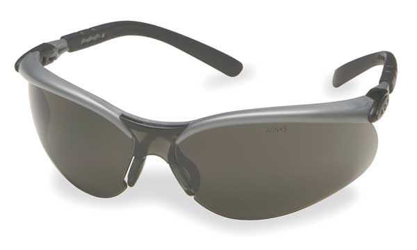 Safety Glasses, Wraparound Gray Polycarbonate Lens, Anti-Fog, Scratch-Resistant