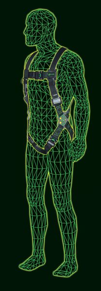 Full Body Harness, Vest Style, L/XL, Polyester, Black