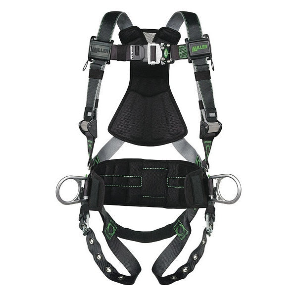 Full Body Harness, Vest Style, L/XL, Polyester, Black