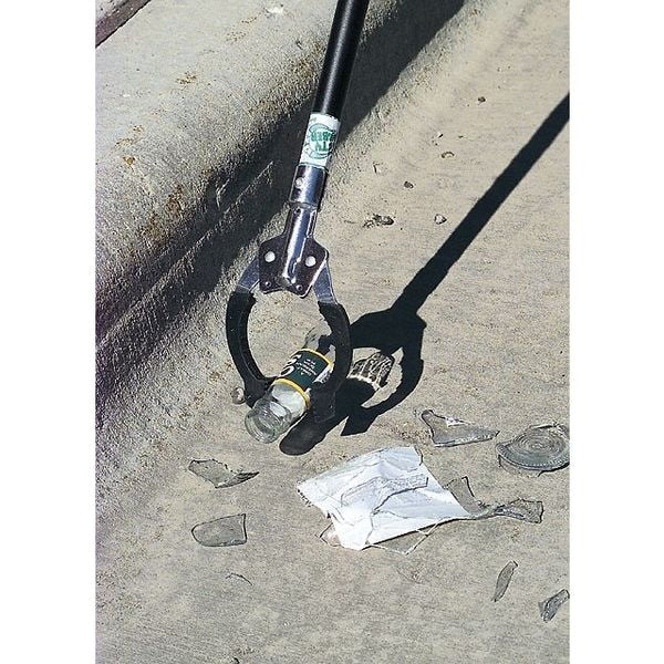 Trash Grabber, Squeeze Handle, 51 in L, 4 1/4 in Grabber Opening, Steel, Green