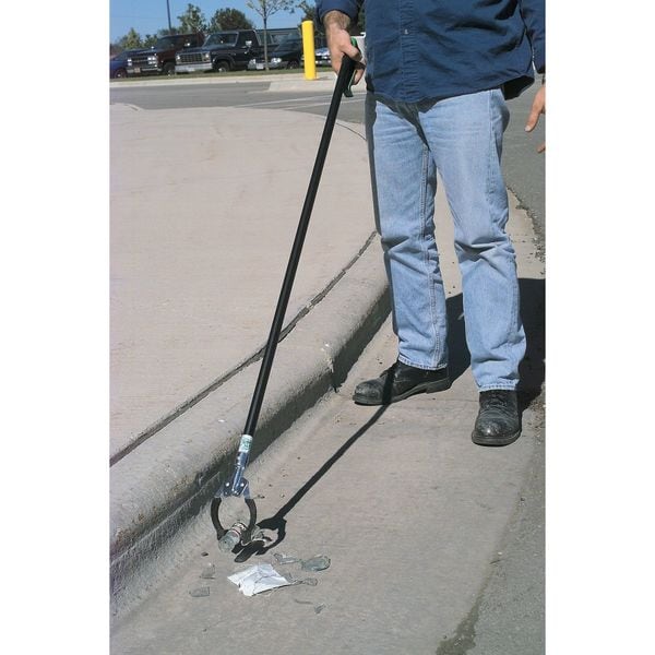 Trash Grabber, Squeeze Handle, 51 in L, 4 1/4 in Grabber Opening, Steel, Green