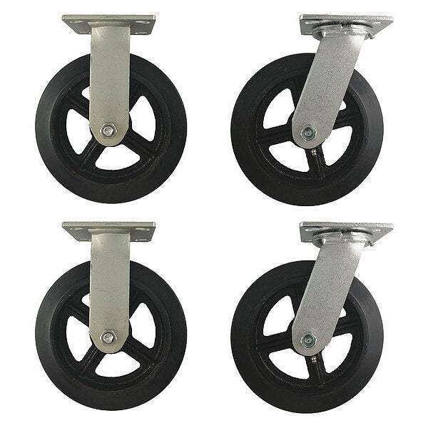 Plat Castr Kit, Rubber, 8 in., 2400 lb., PK4