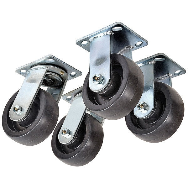 Plate Caster Kit, Nylon, 8 in., 4800 lb, PK4