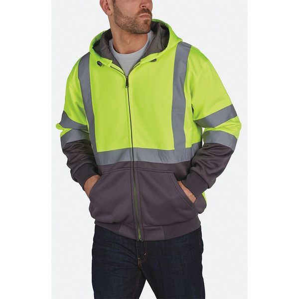Hi-Viz Sweatshirt, Ylw/Blk, Polymide, 3XL
