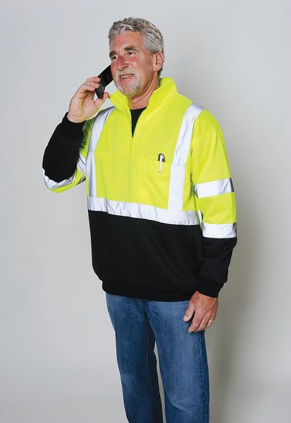 Hi-Viz Sweatshirt, Yellow/Blk, Polymide, L