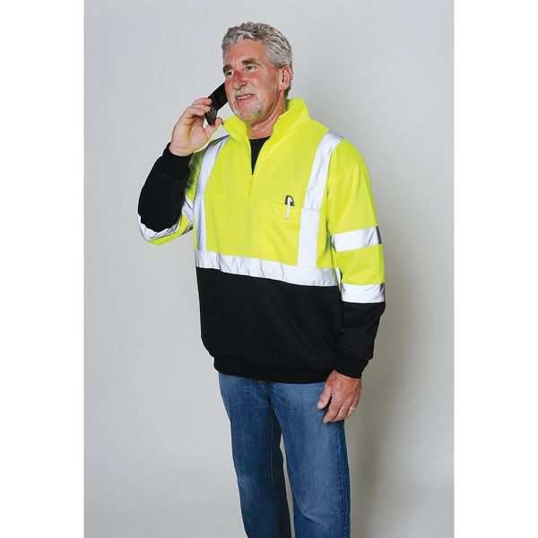 Hi-Viz Sweatshirt, Yellow/Blk, Polymide, L