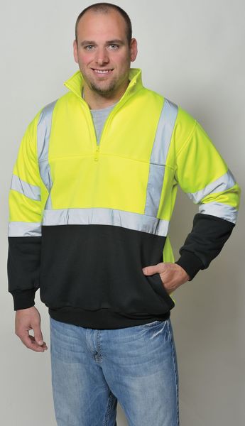 Hi-Viz Sweatshirt, Ylw/Blk, Polymide, 2XL