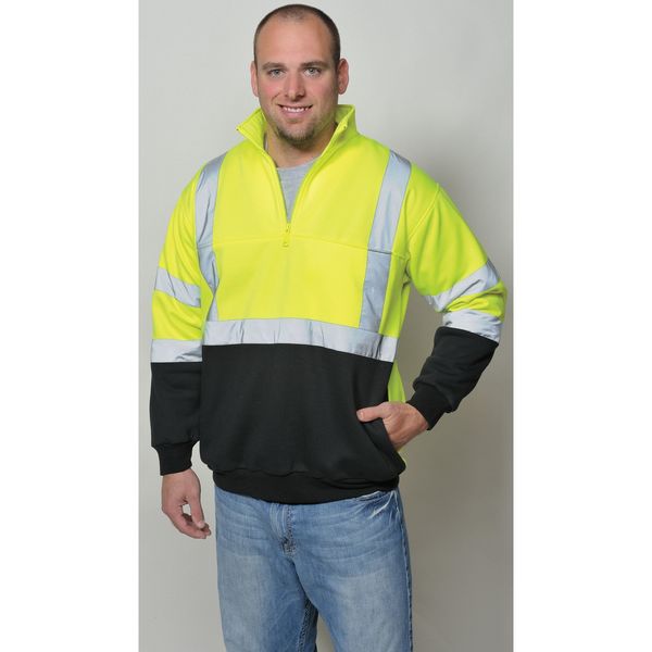 Hi-Viz Sweatshirt, Yellow/Blk, Polymide, L