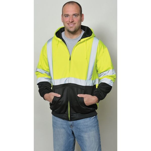 Hi-Viz Sweatshirt, Yellow/Blk, Polymide, M