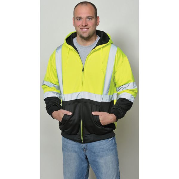 Hi-Viz Sweatshirt, Yellow/Blk, Polymide, L