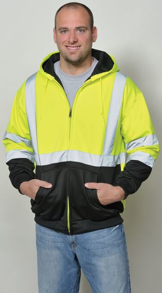 Hi-Viz Sweatshirt, Ylw/Blk, Polymide, 2XL