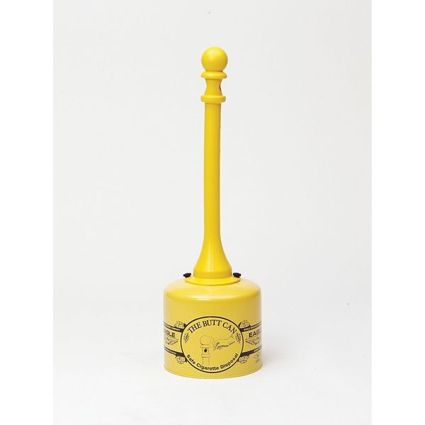 Cigarette Receptacle, 2 gallon, 40 in H, 12 in diameter, Yellow