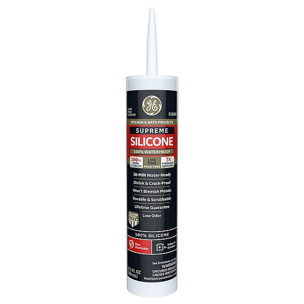 Kitchen & Bath Sealant, 10.1 oz, Cartridge, Clear, Silicone Base