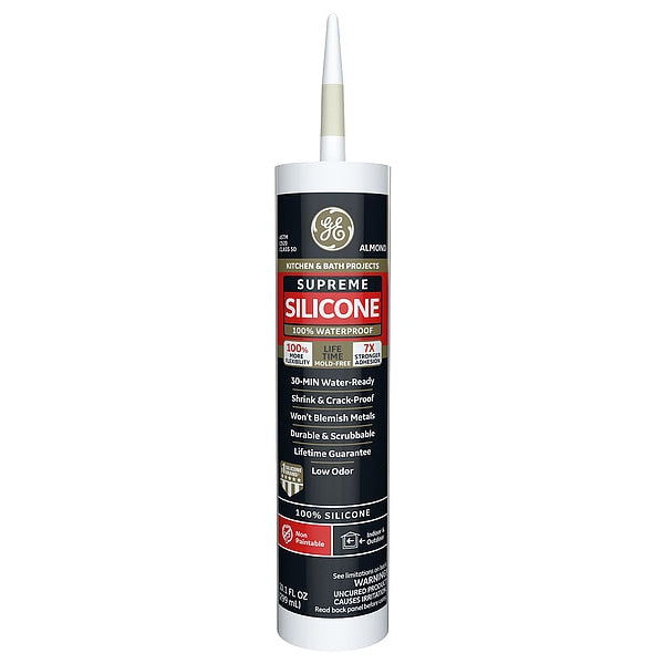 Kitchen & Bath Sealant, 10.1 oz, Cartridge, Almond, Silicone Base