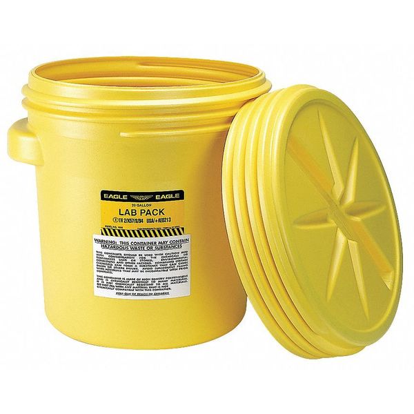 Open Head Salvage Drum, Polyethylene, 20 gal, Unlined, Yellow