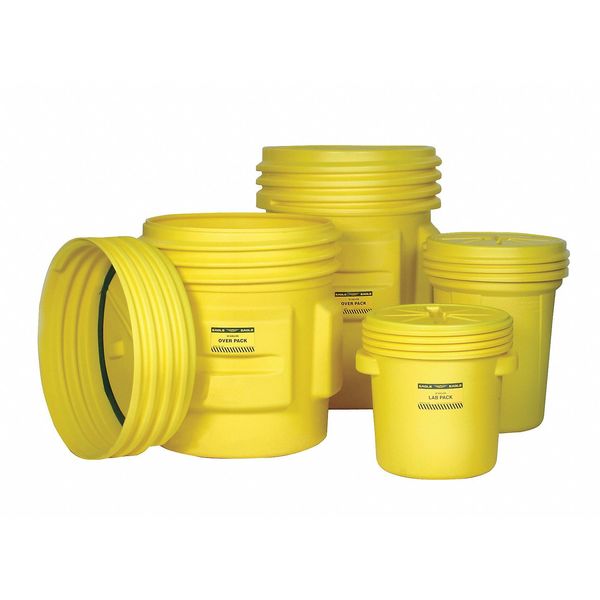 Open Head Salvage Drum, Polyethylene, 20 gal, Unlined, Yellow