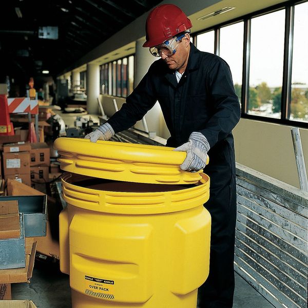 Open Head Salvage Drum, Polyethylene, 20 gal, Unlined, Yellow