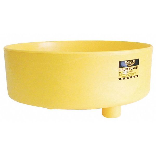 Funnel, No Lid, No Flame Arrester, 18 in x 7 in, 2 in Spout Dia, 2 in NPT, Yellow