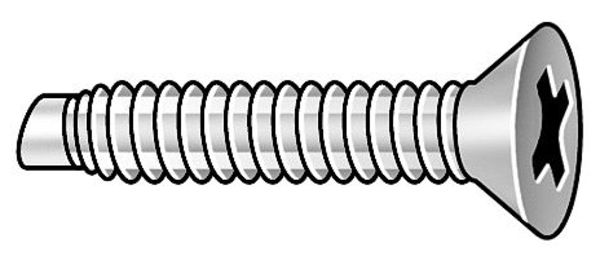 #6-32 x Phillips Flat Pilot Point Machine Screw, Plain Stainless Steel, 5 PK