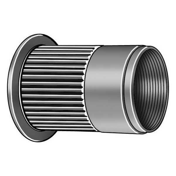 Rivet Nut, #8-32 Thread Size, 0.392 in Flange Dia., 0.433 in L, Aluminum, 100 PK