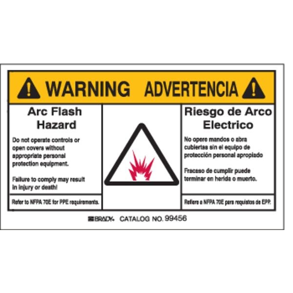 Label, 3 1/2 in Height, 6 in Width, Polyester, Horizontal Rectangle, English, Spanish