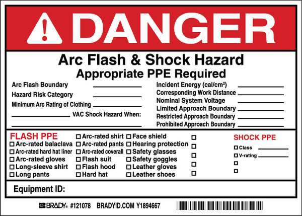 Arc Flash Protection Label, PK5, 121078