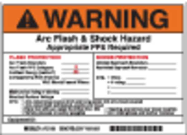 Arc Flash Protection Label, 5 In. H, PK5, 121091