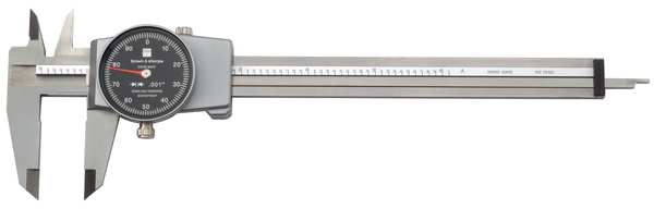 Dial Caliper, 6 In, 0.001 In Grad, Black