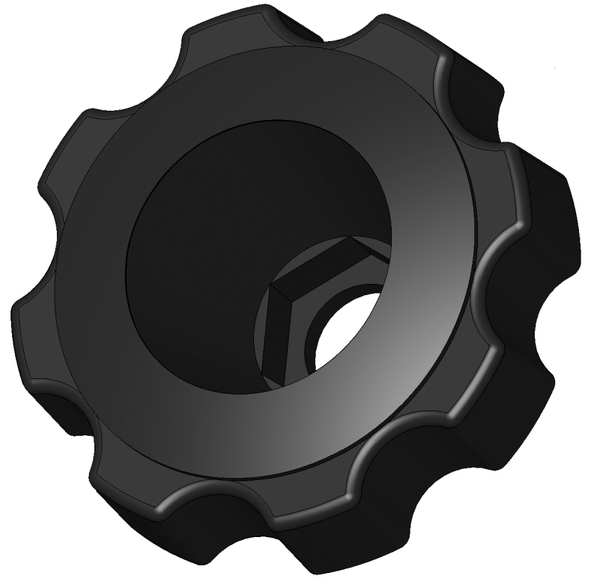 Snap Lock Fluted Knob, M8 Thread Size, 2-3/8