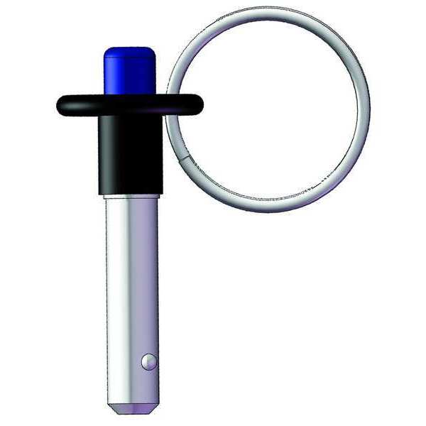 Button Handle Lock Pin w/Ring, 3, 3/8, SS