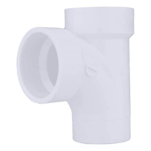 PVC Sanitary Street Tee, Hub x Hub x Spigot, 1-1/2 in Pipe Size