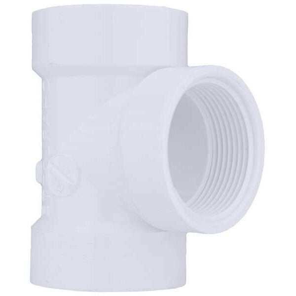PVC Flush Clean Out Tee, FNPT x Hub x Hub, 1-1/2 in Pipe Size