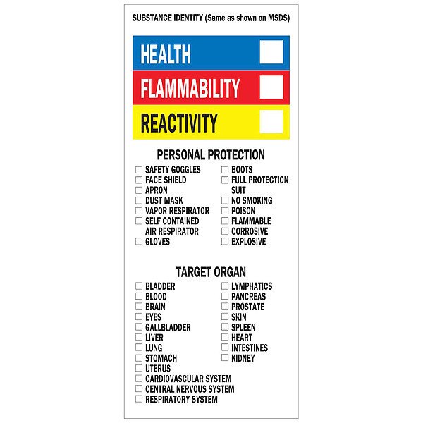 NFPA Label, 8 In. H, 3 In. W, PK500