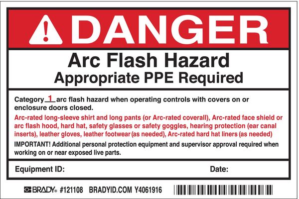 Arc Flash Protection Label, 6 In. W, PK5
