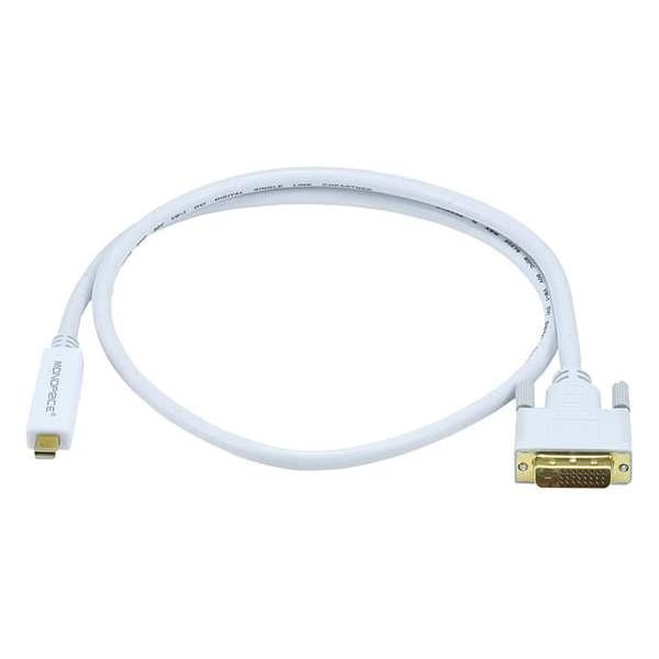White Mini Display Port to DVI Cable, 3ft 32AWG