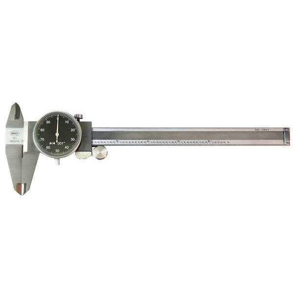 Dial Caliper, 0-6 In, 0.001 In Grad, Black