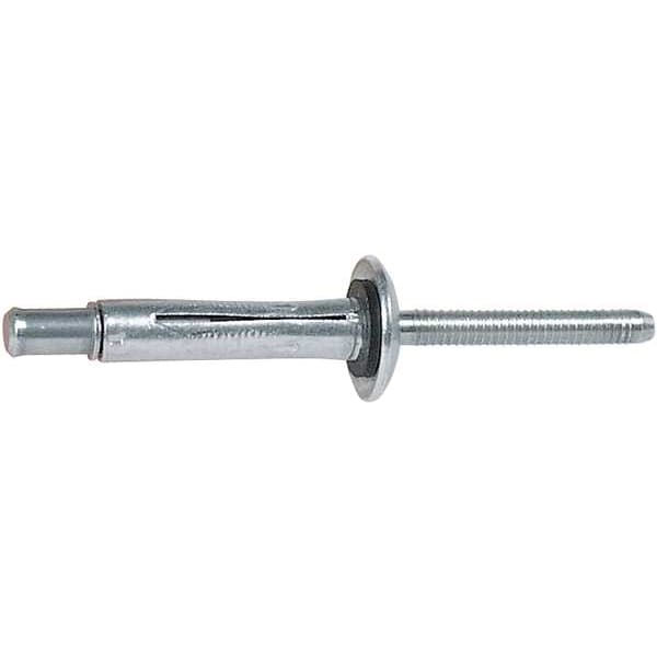 Blind Rivet, Dome Head, 1/4 in Dia., 1-3/64 in L, Aluminum Body, 100 PK