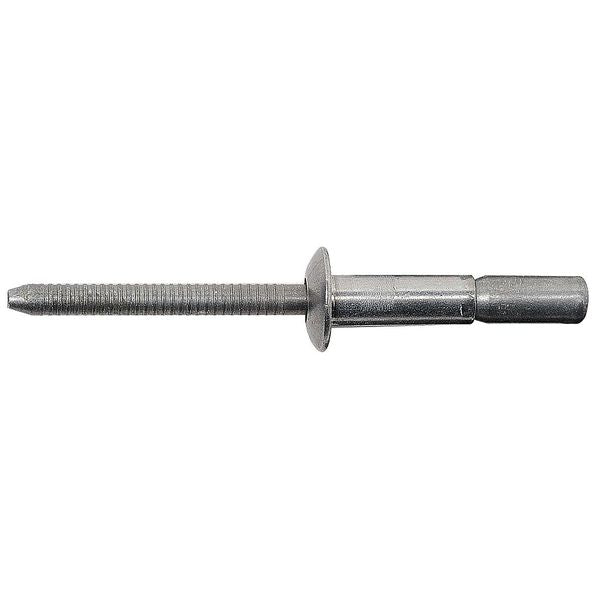 Blind Rivet, Dome Head, 3/16 in Dia., 7/16 in L, Aluminum Body, 100 PK