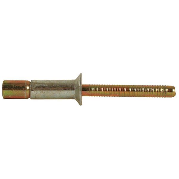 Blind Rivet, Countersunk Head, 1/4 in Dia., 11/16 in L, Steel Body, 100 PK