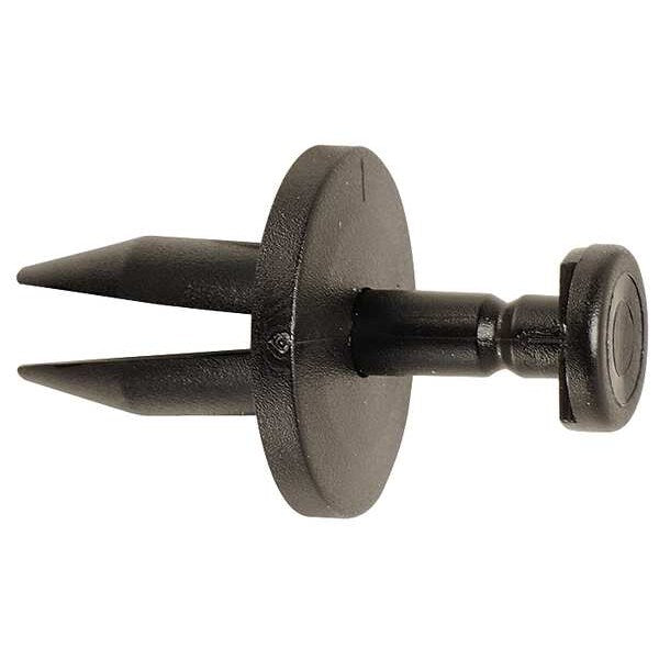 Push-In Rivet, Flat Head, 14 mm L, Plastic Body, 50 PK