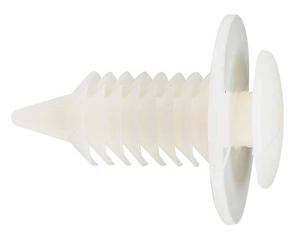 Push-In Rivet, Dome Head, 0.34375 in Dia., 3/4 in L, Nylon Body, 50 PK