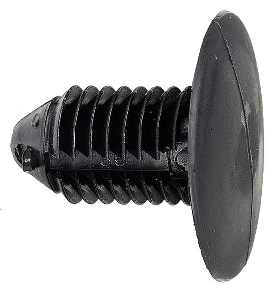 Push-In Rivet, Dome Head, 0.4375 in Dia., 211/250 in L, Nylon Body, 25 PK