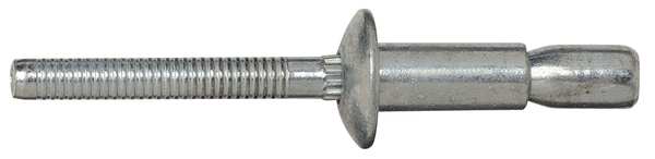 Blind Rivet, Dome Head, 3/16 in Dia., 37/64 in L, Steel Body, 100 PK
