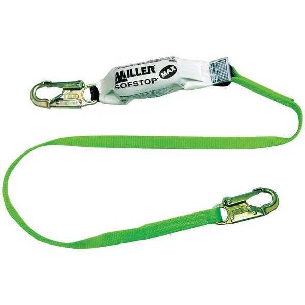 Shock Absorbing Lanyard, 6 ft., 400 lb. Weight Capacity, Green