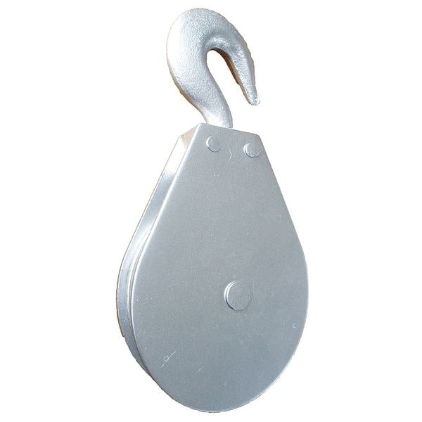 Pulley Block, Wire Rope, 1/4 in Max Cable Size, 800 lb Max Load, Zinc Plated