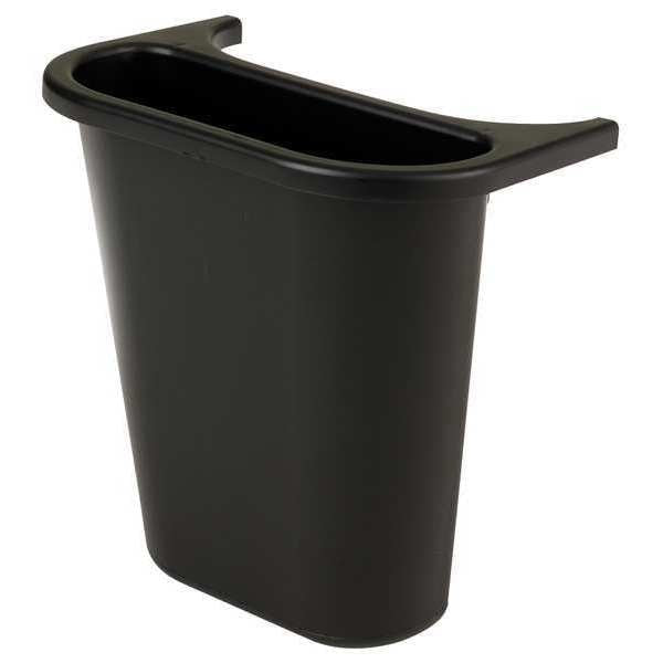 1.1875 gal Rectangular Recycling Bin, Open Top, Black, Polyethylene, 1 Openings