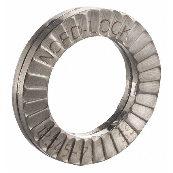 Wedge Lock Washer, Fits Bolt Size M18 316 Stainless Steel, Plain Finish, 100 PK