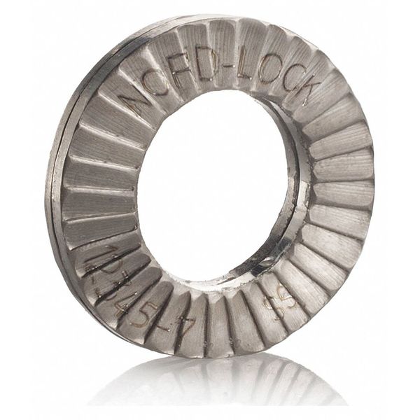 Wedge Lock Washer, Fits Bolt Size 9/16 in 316 Stainless Steel, Plain Finish, 100 PK